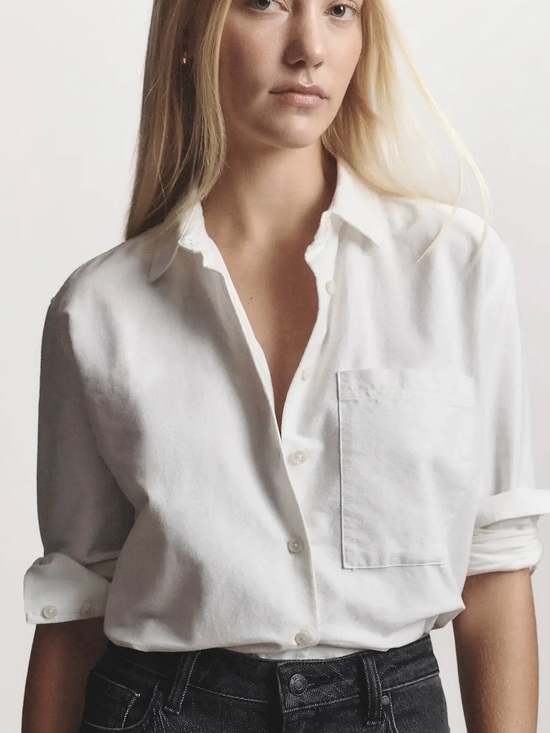 Quince Tops - Quince White Relaxed Cotton Button-Down Shirt